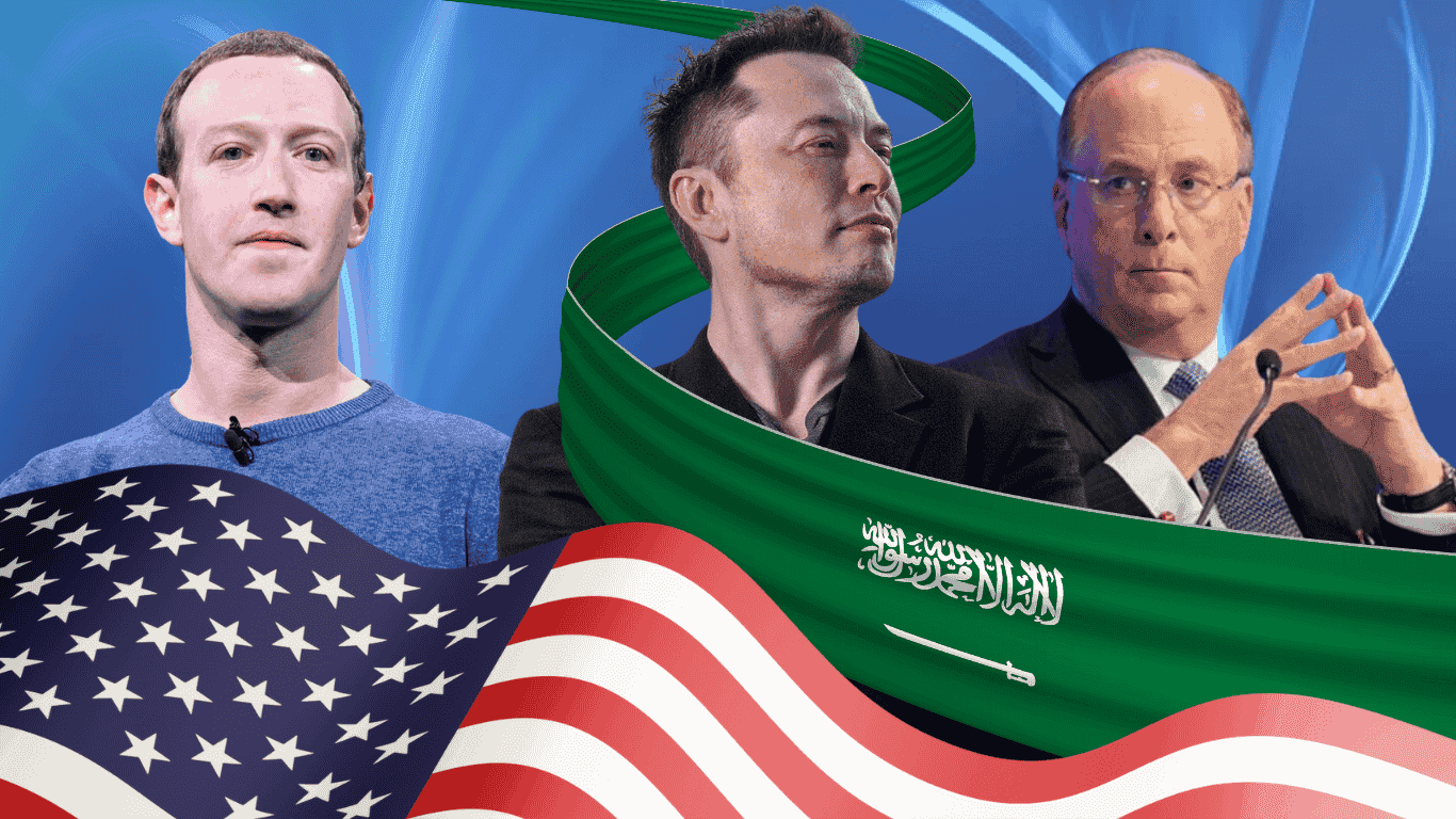 Elon Musk, Larry Fink et Mark Zuckerberg au Forum Saoudien