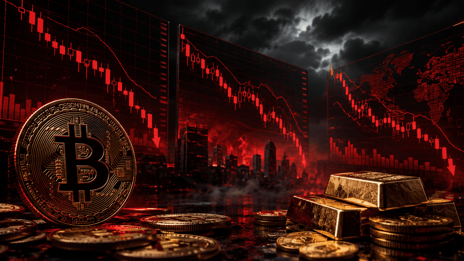 Featured image of Krypto Markt Crash verschärft sich, während Aktien, Gold und Bitcoin gemeinsam fallen