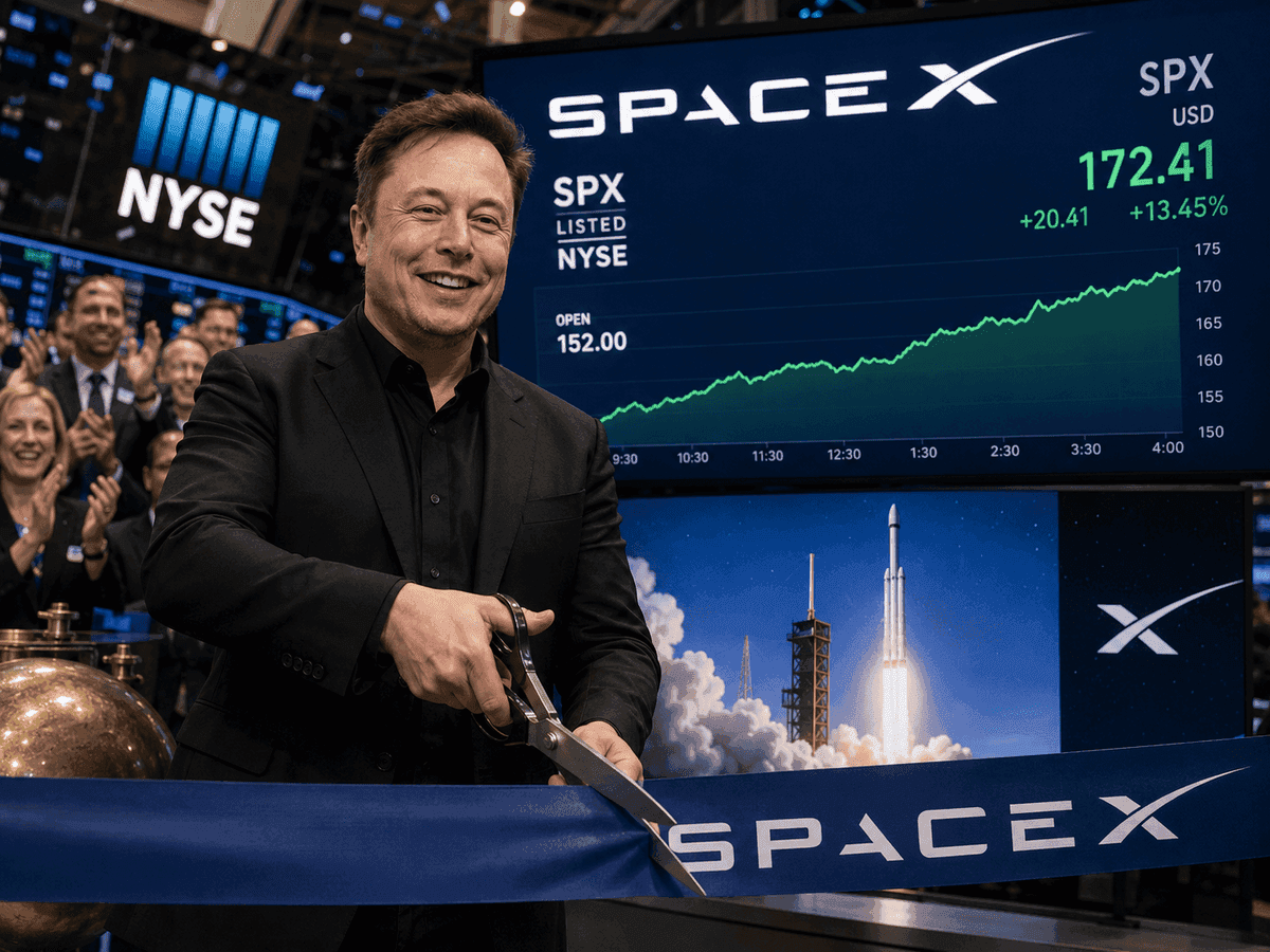 Featured image of SpaceX IPO heute: SPCX Aktie eröffnet nahe 152 Dollar und steigt Richtung 172 Dollar – was passiert als Nächstes?