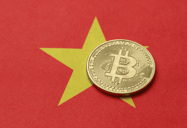 vietnam flag with bitcoin coin