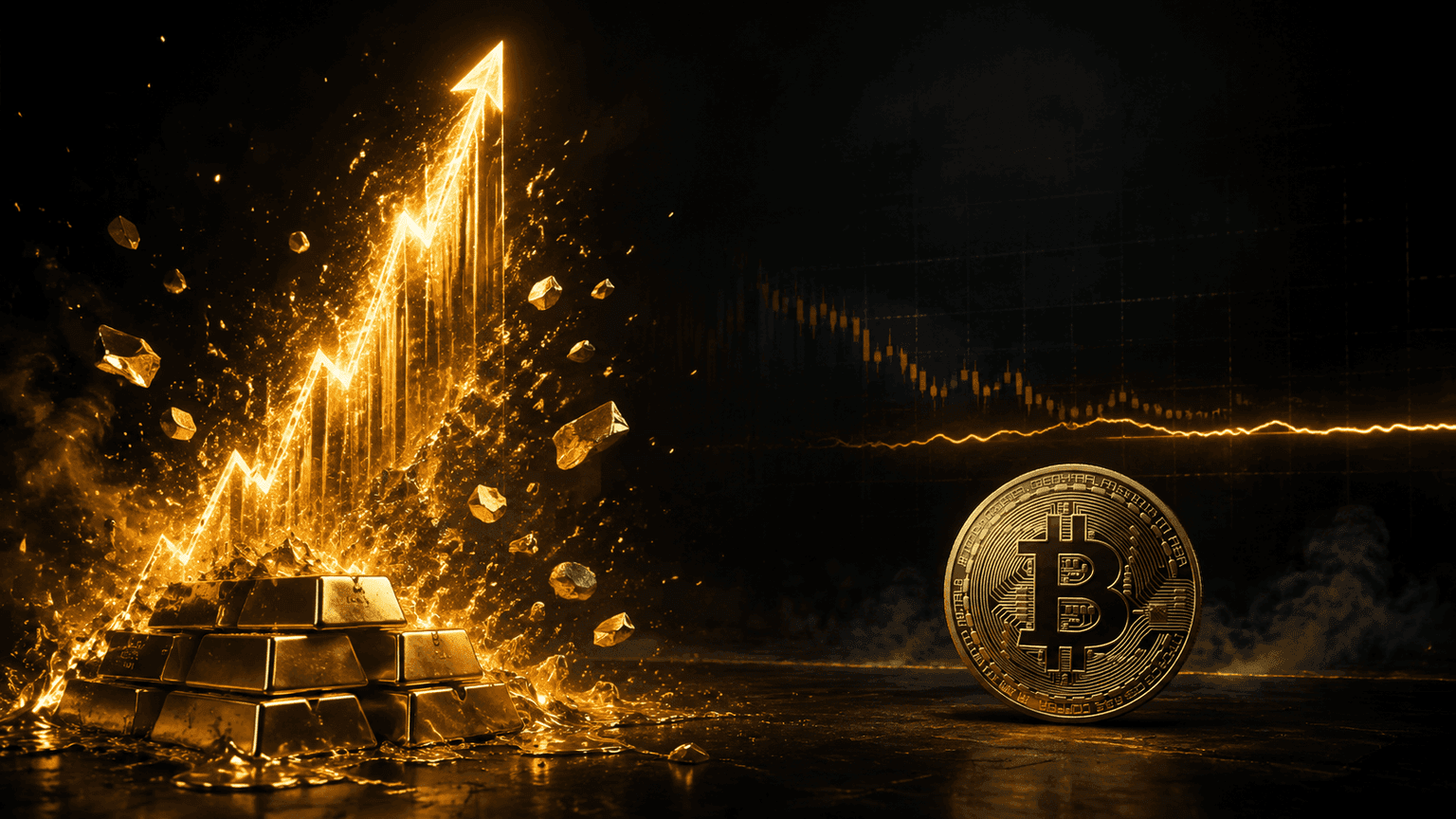 Featured image of Gold Adds $1.3 Trillion in One Day While Bitcoin Stalls at $64K