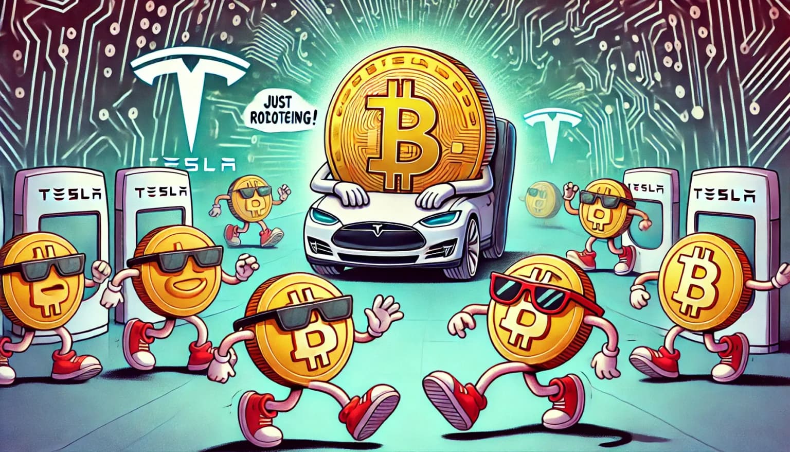 A funny illustration of Tesla’s Bitcoin remaining untouched in a digital wallet