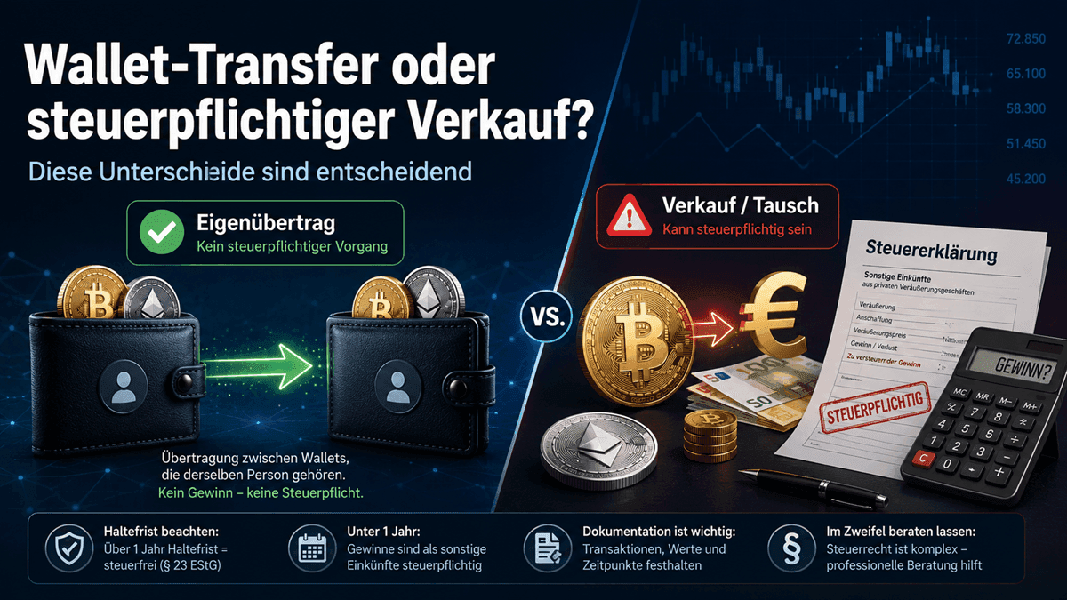 Featured image of Wallet-Transfer oder steuerpflichtiger Verkauf? Diese Unterschiede sind entscheidend